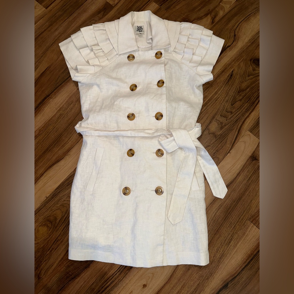 Ivy Jane Linen Blend Belted Trench Dress | Size Medium